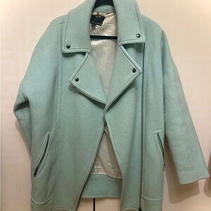 Banana Republic wool-blend cocoon moto jacket- light blue